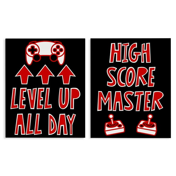 Stupell Industries Level Up High Score Gamer 2 Piece Canvas Wall Art Set, design by Marcus Prime