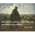 thumbnail image 2 of ArtsyQuotes 31x26 White Modern Wood Framed Museum Art Print Titled - Bible Verse Quote Proverbs 27:23, Jean-Francois Millet - Shepherd Tending his Flock ll, 2 of 4