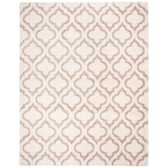 SAFAVIEH Hudson Louise Plush Geometric Shag Area Rug, Ivory/Beige, 11' x 15'
