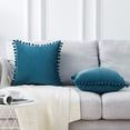 thumbnail image 3 of Dinheiro Topfinel 2er Set Samt Kissen mit Pompoms Einfarbig Weihnachten Kissenbezüge Dekorative Kissenhülle Kopfkissen Sitzkissen Dekokissen Couchkisen für Sofa Schlafzimmer Büro Auto 40X40cm Rosa, 3 of 7