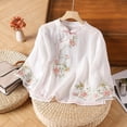 thumbnail image 2 of CONZONE Womens Summer Cotton Linen T-Shirts Long Sleeve T Shirts for Women Casual Crew Neck Floral Graphic Lightweight Tees Soft Cozy Dailywear, 2 of 3