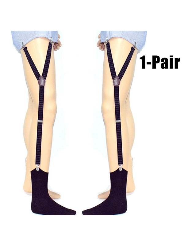 Men's Shirt Stays Y-Style Adjustable Elastic Garter Straps Sock Suspenders 1 