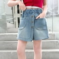 thumbnail image 4 of BRGZLK Girls Ripped Jean Shorts Summer Trendy Cute Bow Rhinestone Elastic Waist Denim Shorts with Pockets for Kids Blue D 2-3Y, 4 of 8