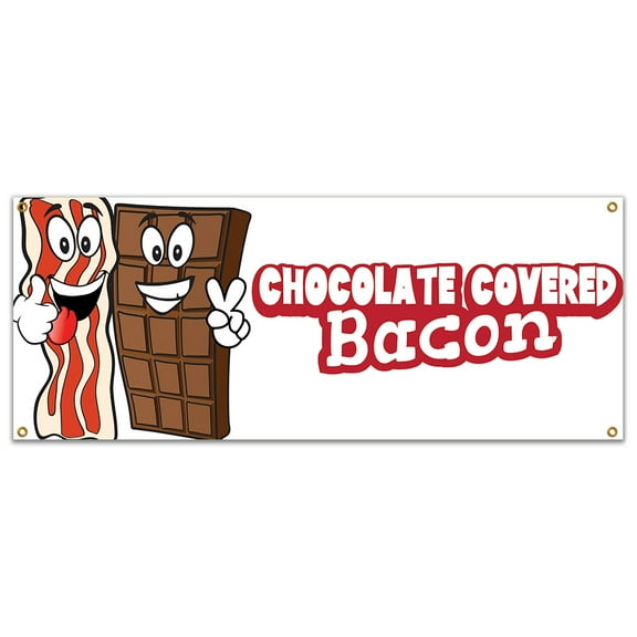 SignMission B-Chocolate Covered Bacon 219 48 in. Chocolate Covered Bacon 2 Banner with Concession Stand Food Truck Single Sided