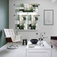 thumbnail image 5 of Abstract Graffiti Kitchen Curtains Valances and Tiers Set of 3 Green Beige Geometric Wash Tier Curtains and Valance with Rod Pocket for Small Windows, 27.5"x36", 5 of 9