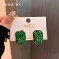 thumbnail image 1 of Aguja de plata Acrílico Geométrico Color Pendientes a juego Nicho de sentido avanzado Personalidad Pendientes de moda Estilo europeo y americano Joyas para orejas 10 # aguja de plata. verde JFHHH pequeña, 1 of 5