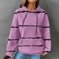 thumbnail image 2 of AherBiu Plus Size Hoodie for Women Striped Sweatshirts Comfy Casual Loose Pullover Tops with Pocket, 2 of 6