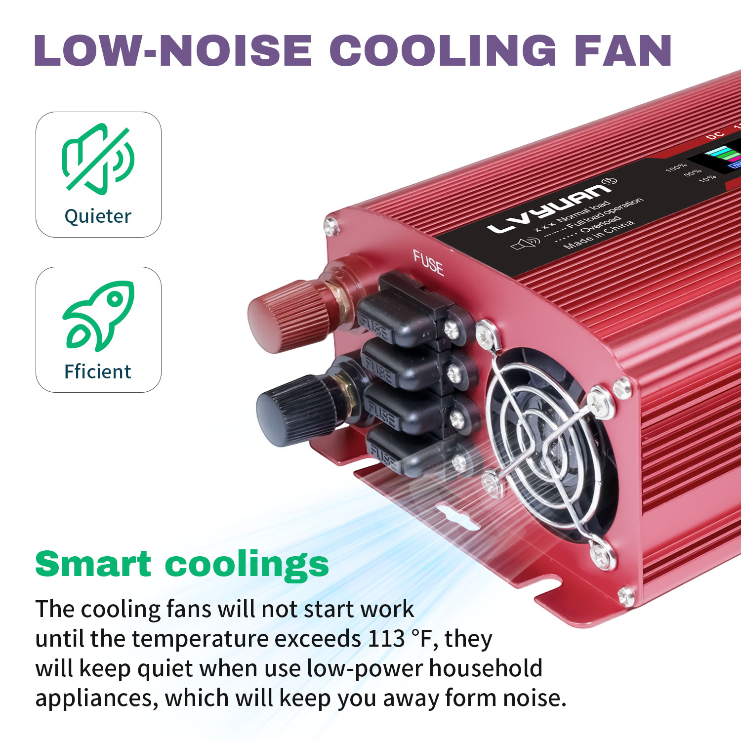 LVYUAN 1000W 2000W Modified Sine Wave Peak Power Inverter, 12V DC to 110V AC Car Inverter with Dual USB & AC Outlets, LCD Display, Black for RV, Truck, Camping, Travel (Inversor de Energa para Auto)