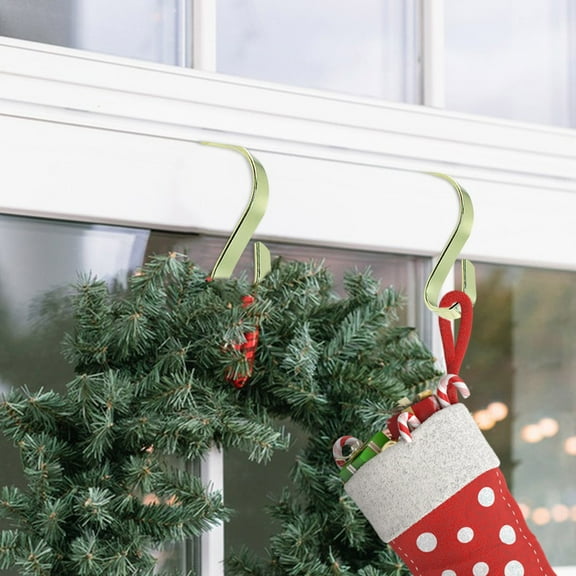 Fwttom Christmas Ornament Hooks, Holiday Multi Purpose Colorful Metal Stocking Hooks Ornament Hangers, Christmas Stocking Hangers for Mantel, Door, Bookshelves & Party Decor