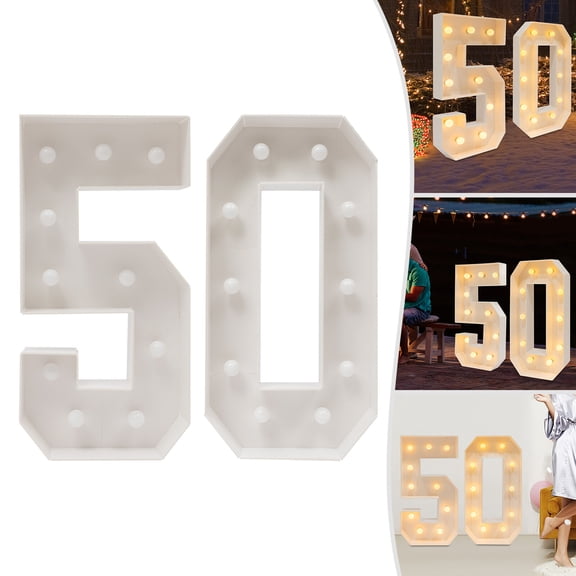 Haraisyo 39.38 Inch Warm White Marquee Number 50 Light Up KT Board Sign with Bulbs for 50th Birthday & Anniversary Decor