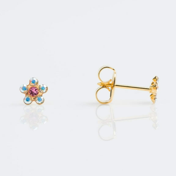 STUDEX AB Crystal Rose Daisy Stud Earrings | Hypoallergenic and Nickel Safe for Sensitive Ears | Gold Plated Posts | High Fashion Earrings for Women and Men-PR-6510-S