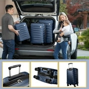 Skyway Luggage Camano Hardshell 28 Expandable Large Checked Luggage with Spinner Wheels, Blue