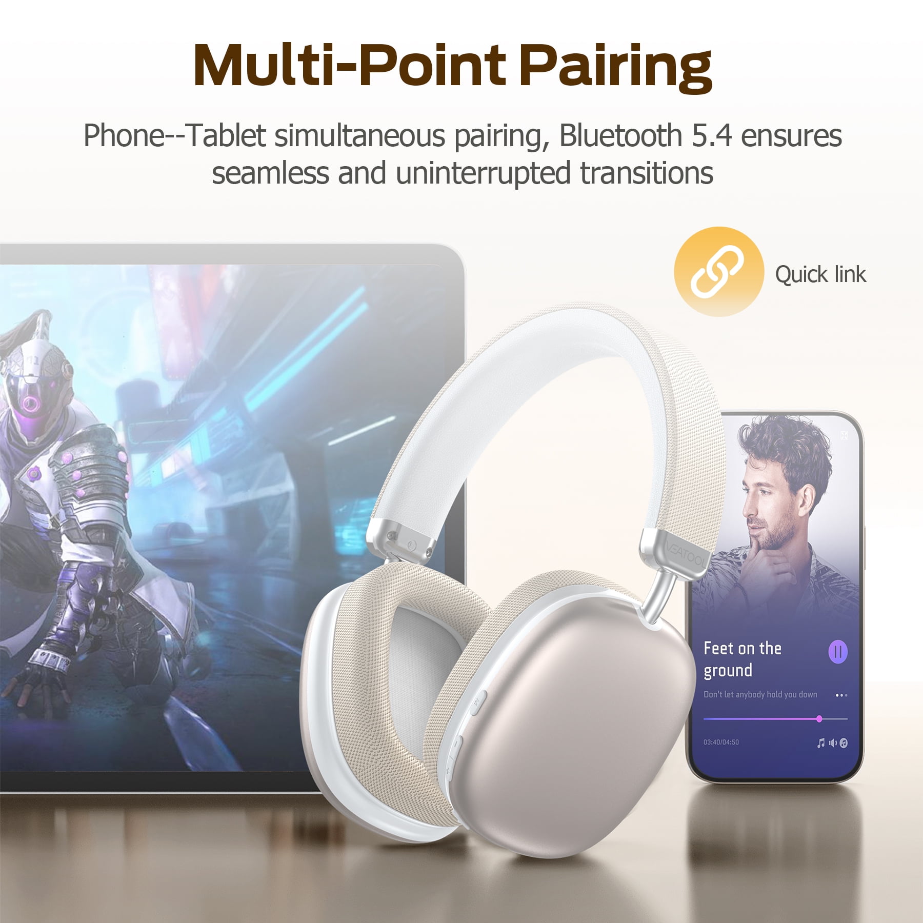 Bluetooth Headphones Over Ear, 65Hrs Playtime Wireless Headphones,Bass Boosted by 90%,Lightweight Headset with Deep Bass, Clear Call with 4 Noise Cancelling Mics,Low Latency for Travel Work Cellphone thumbnail 14