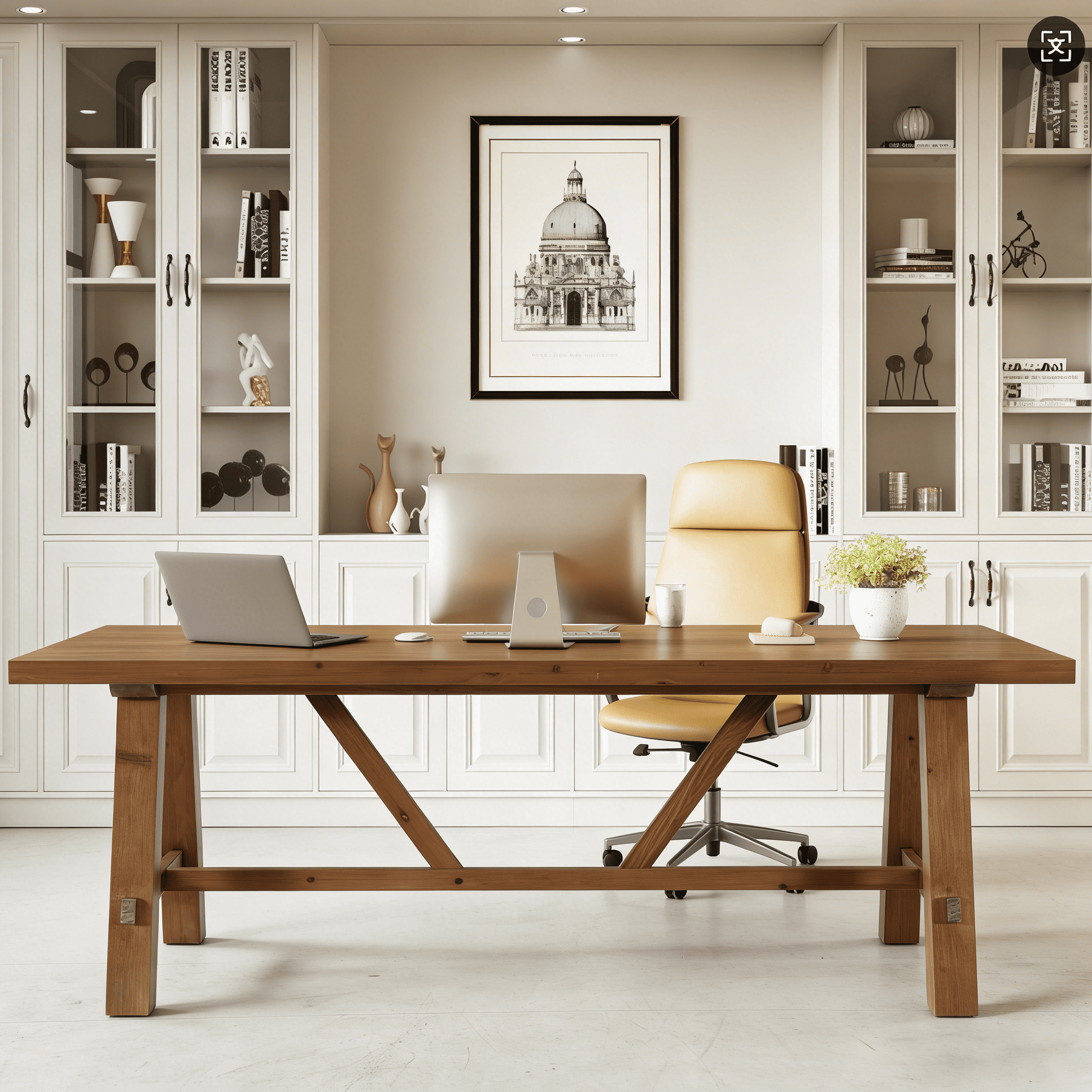79" Solid Wood Executive Desk, Large Rustic Home Office Computer Desk, Farmhouse Writing Table for Workstation & Study Room, Extra-Long Wood Desktop