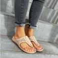 thumbnail image 5 of Kmdttou Shoes for Women Wedges Casual Shoes Solid Color Low-heeled Sandals Fashion Flip Flop Orthopedic Sandals on Clearance(Size:36-41), 5 of 7