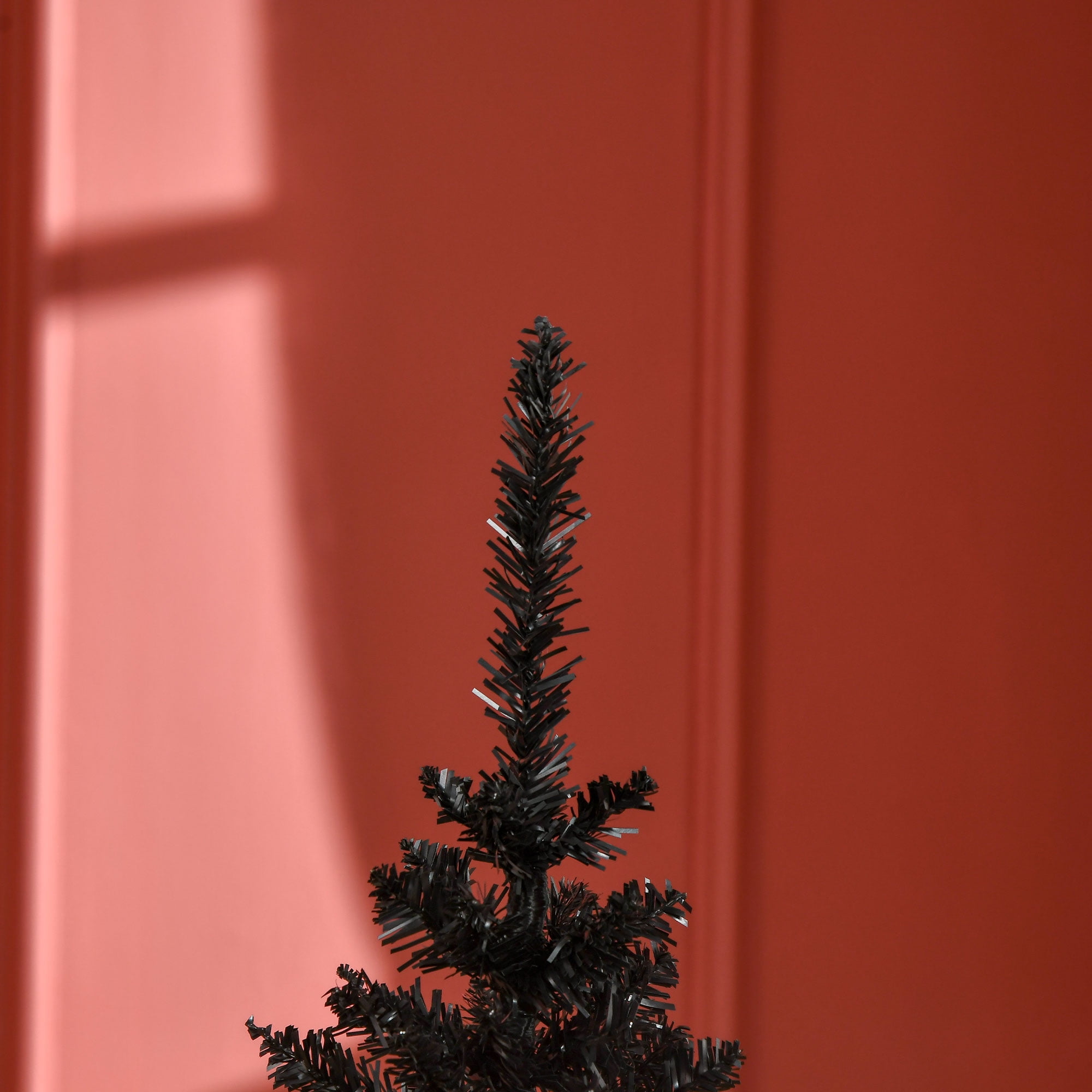5ft Unlit Pencil Christmas Tree 294 Tips Easy Assembly Plastic Base Small Space Holiday Decor