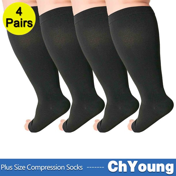 4Pack 3XL 11 Open Toe Compression Socks for Men and Women Stockings 20