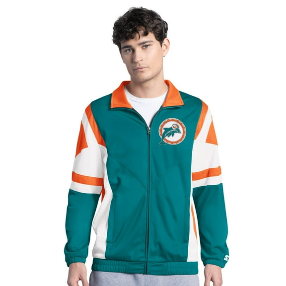 Men's-Starter  Aqua Miami Dolphins Contender Vintage Logo Full-Zip Track Jacket