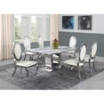 thumbnail image 2 of White Marble 7 piece Dining Set with Silver Stainless Steel Base, 2 of 4