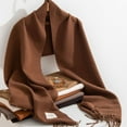 thumbnail image 5 of SWSMCLT Women's Fall Shawl Warm Scarf Thick Family Cozy Pashmina Spring Fringe Soft Convertible Classic Chocolate One Size, 5 of 5