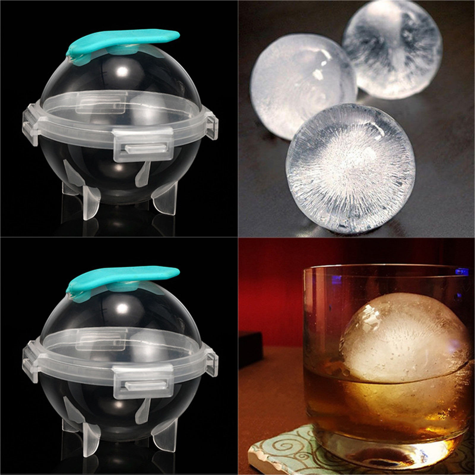 Pmedae 4 Pcs Shape For Round Ice Cubes Round Ice Ball Shape 3D Mould