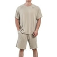 thumbnail image 3 of VBTAPA Mens Shorts Sets 2 Piece Casual Summer Outfits Oversized Ripped Raglan T-shirt with Drawstring Waist Shorts Lounge Track Suit Set with Pockets Lightning Sale Today Beige XXXL, 3 of 8