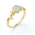 thumbnail image 3 of JeenMata Anillo de Compromiso Solitario de Cuatro Puntas con Diseño Botánico de Ópalo Australiano Redondo de 0,5 Quilates Chapado en Oro Amarillo de 18 K sobre Plata, 3 of 6