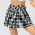 thumbnail image 4 of YTCAMLO Plaid Pleated Tennis Skirts for Women Athletic Stretchy Flowy Mini Skirts with Pockets School Uniform Gym Cheerleader Skirts, Dark Gray XL, 4 of 6