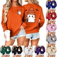 thumbnail image 2 of Qingpeng Womens Halloween Sweatshirt Spooky Season Print Crewneck Oversized Long Sleeve Oversized Fall Pullover Tops Loose Comfy Shirts, 2 of 6