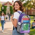 thumbnail image 3 of Whosucclay Cute Owl Bookbag with with Side Pockets Transparent Transparent School Bag, Large Capacity 17 Inch Daypack for Travel Work Gym, 3 of 10