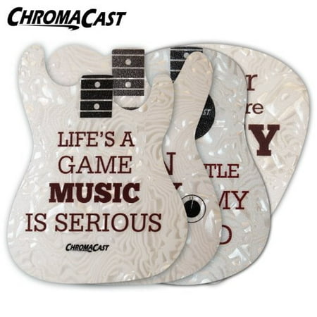 

ChromaCast Assorted 4 Pack of Guitar & Pick Shaped Drink Coasters: Pack 5