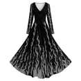 thumbnail image 3 of Xijirk Women's Halloween V Neck Long Sleeve Maxi Dress Flame Print Gown for Halloween Masquerade Party,L, 3 of 4