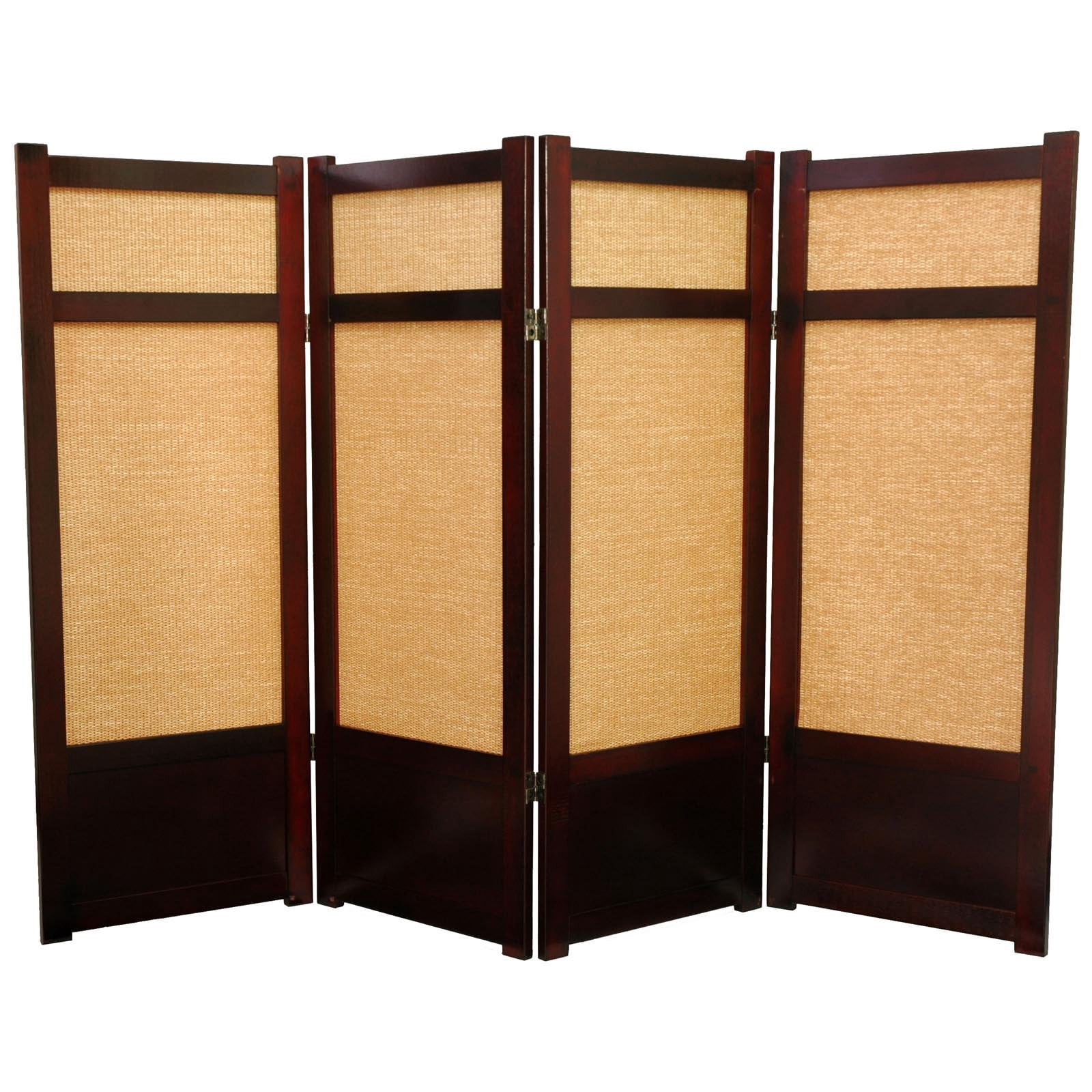 Red Lantern 4 ft. Short Low Jute Shoji Screen - 5 Panel - Black