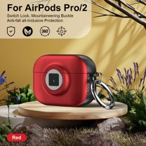 Dteck for AirPods Pro 2 Case with Secure Lock, Compatible with Wireless Charging, Full Drop Protection for AirPods Pro 2nd Gen (2022) Case with Keychain,Red