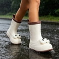 thumbnail image 5 of Womens and Girls 3D Cartoon Big Eyes Mid Calf Rain Boots Non Slip Waterproof PVC Wellies for Park Gardening Rainy Outdoor White 26, 5 of 9