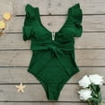 thumbnail image 5 of Aayomet Bathing Suits for Women Swimsuit Without Underwire Ruffles Hollow Belt (Green, L), 5 of 5