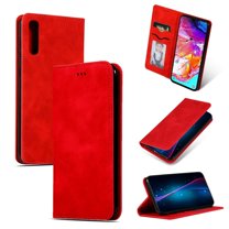 Samsung Galaxy A70 Case, Dteck Smooth PU Leather Flip Folio Wallet Card Slots Case Cover Stand Feature & Magnetic Closure For Samsung Galaxy A70 2019 6.7", Red