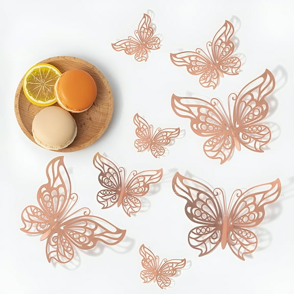 LAMIRO 12Pcs 3D Laser Butterfly Wall Decorations 3 Sizes 6 Styles 4 Colors Butterfly Party Decorations Birthday Decorations Butterflies for Crafts Cake Decorating Wall Room Decor