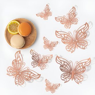 Kurilai 12-Piece 3D Butterfly Wall Stickers In 3 Sizes (Silver) – Removable, Shiny Decor For Parties, Nursery, Bedroom & Cakes