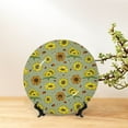 thumbnail image 6 of Picia Sage Green With Sunflowers Pattern Bone China Decorative Plate – Wall Decor with Stand and Adhesive, Elegant Ornament for Living Room, Office, or Entryway-8in, 6 of 6
