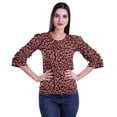 thumbnail image 1 of Moomaya T-Shirt Court pour Femmes en Coton Imprimé à Manches à Volants Grande Taille, 1 of 4