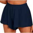 thumbnail image 3 of Feancey Womens Ruffle Pajama Shorts Buttery Soft Milk Silk Lounge Shorts Elastic Waist Loose Workout Shorts Solid Color Base Layer Bottoms Navy XXL, 3 of 7