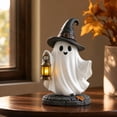 thumbnail image 6 of Halloween Ghost Figurine, Light Up LED Ghost Statue with Witch Hat Pumpkin Design, Cute Resin Halloween Decoration, Tabletop Fall Decor for Mantel Shelf Home, 6 of 7