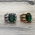 thumbnail image 4 of HIJONES Men's Stainless Steel Large Gemstone Dragon Claw Gothic Chunky Signet Ring Punk Finger Jewellery Gold-Green Stone Size 9, 4 of 4
