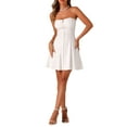 thumbnail image 1 of Vestido de Promoción Mini A-Line sin Mangas con Cremallera Expuesta en la Parte Frontal para Mujeres Chic L Blanco Sólido, 1 of 6