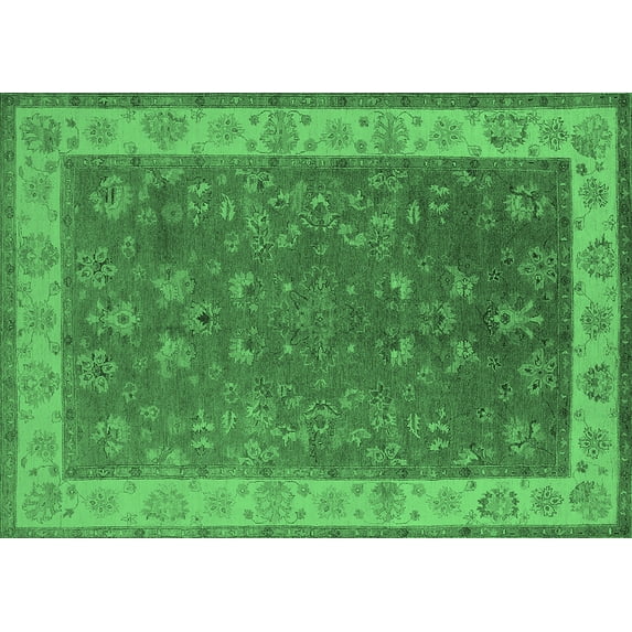 Ahgly Company Indoor Rectangle Oriental Emerald Green Traditional Area Rugs, 6' x 9'