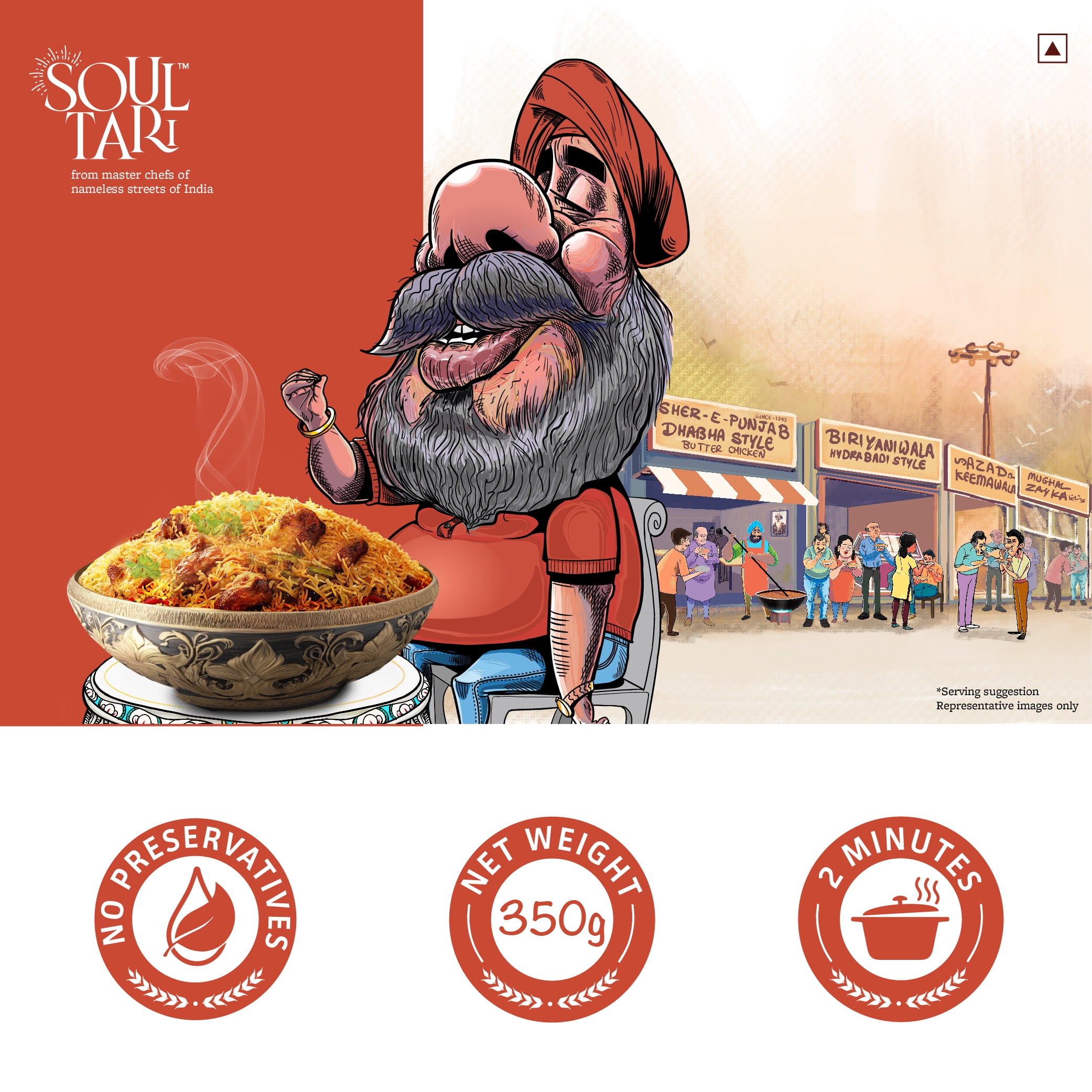 Soul Tari Ready to Eat Deluxe Chicken Biryani with Salan 350g X 3 | Just Heat and Eat | Lipsmackingly delicious Spicy Biryani | No preservatives or additives | Pack of 3