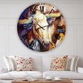 thumbnail image 2 of Designart 'Power Longhorn Abstract' Oversized Cottage Wall Clock, 2 of 5