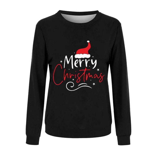 IDALL Pyjamas de Noël pour Enfants Ensemble de Pull Assorti Joyeux Noël Y'All Col Rond Pull-Over Pyjamas de Noël pour Tout-Petits Ensembles Assortis Noir 5Y