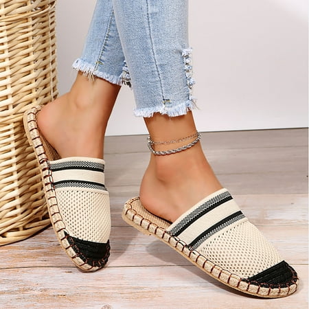 

Slippers Clearance Woven Fisherman S Women S Shoes Baotou Half Slippers Net Cloth Lazy Shoes